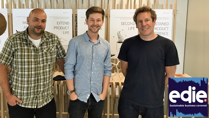 edie's Luke Nicholls (centre) discussed sustainable packaging with The Body Shop's Simon Locke (left) and Chris Davis (right) at the University of Brighton